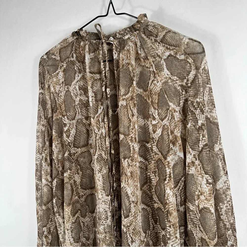 MANGO Women's Snake Print Blouse | Size 4 - Picture 4 of 12